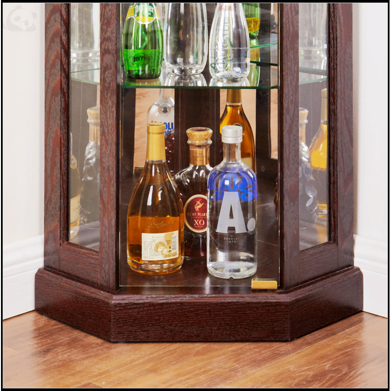 Red Barrel Studio Corner Glass Cabinet Lighted Curio Cabinet Corner Display Case For Living Room Wayfair